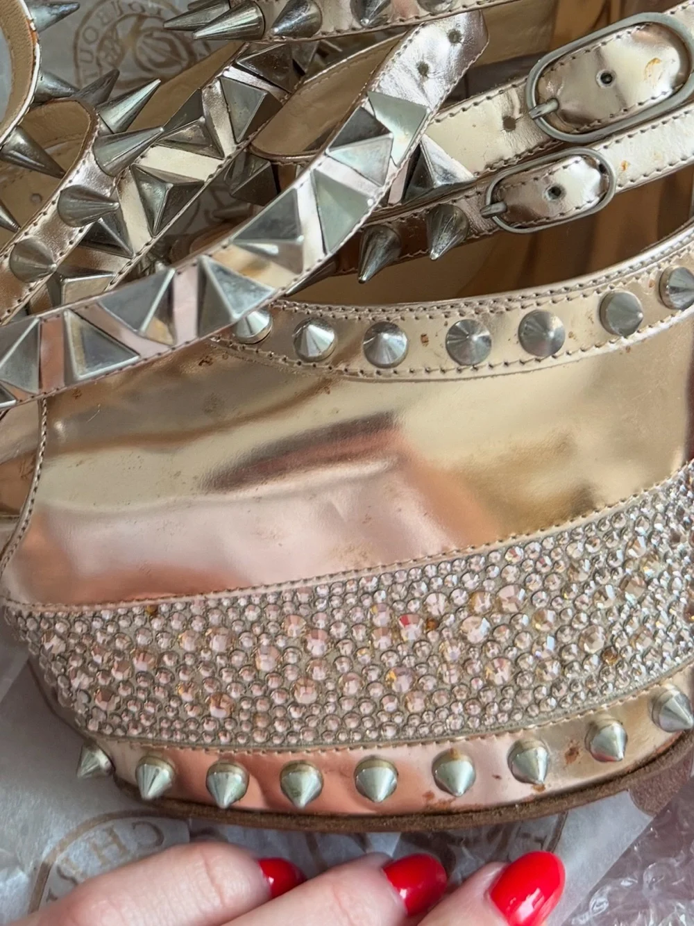 Christian Louboutin 20th Anniversary Limited Edition Isolde Rose Gold Studded